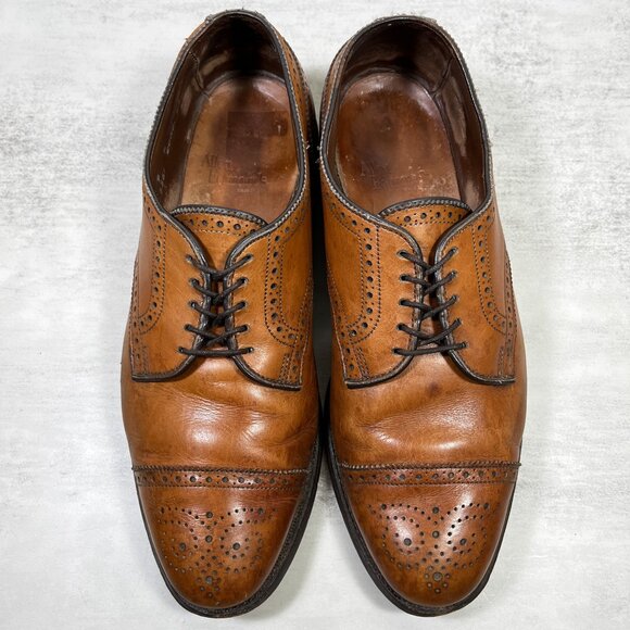 Allen Edmonds Sanford Medallion Brogue Cap Toe Derby Shoes - Men's Size 9 D - Picture 9 of 12